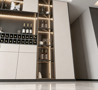 Armoire à vin intégrée moderne sur mesure, meuble bar vitrine à cadre doré avec éclairage LED, buffet de rangement pour salle à manger