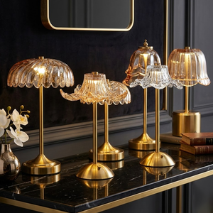 Lampe de <span class=keywords><strong>Table</strong></span> Décorative de Luxe Atmosphérique en Verre, Sans Fil, à Commande Tactile, Rechargeable et Portable, avec Base en Métal, Idéale pour Restaurant - Product Image 2