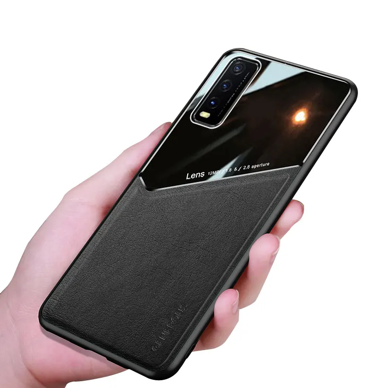Y20 Coque PC Leather Pattern Anti Shock Proof Protection Mobile Cell Phone Case Vivo Y20 Back Cover