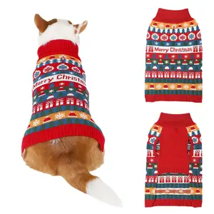 शीतकालीन क्रिसमस पालतू स्वेटर टर्टलनेक 2-पैर वाले कपड़े कुत्ते की बनियान सर्दी