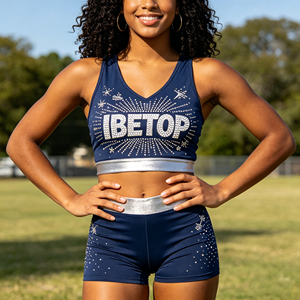 Shorts d'entraînement personnalisables pour équipes de cheerleading, avec strass, design tendance et chauds – Offre spéciale - Product Image 3