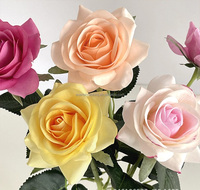 M03 Hochzeitsdekoration Künstliche Echte Haptik Rosen Blumen Babyrosa Seidenrosen Kunstblumen Einzelner Rosenstiel für Heimdekoration