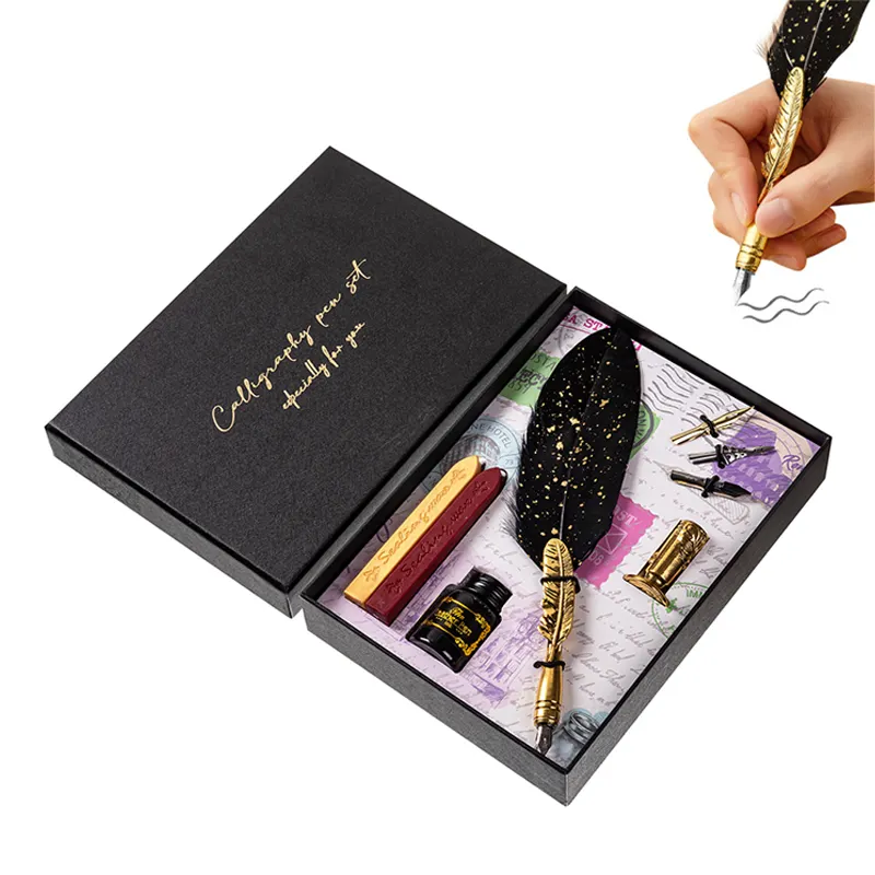 Glitzerndes Quill-Stift-Set antike Kalligraphie Schreiben Dip-Tinte-Stift Federn-Quill-Stift Geschenkset