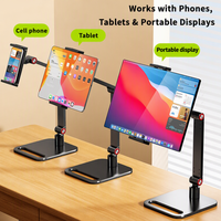 Support de téléphone en alliage d'aluminium pliable, réglable en hauteur, double axe, support de tablette de bureau pour le bureau, vente en gros OEM, usine avec 18 ans d'expérience