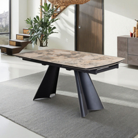 Table de salle à manger rectangulaire en céramique moderne de luxe avec dessus de table en verre trempé extensible et pliable pour une utilisation en hôtel