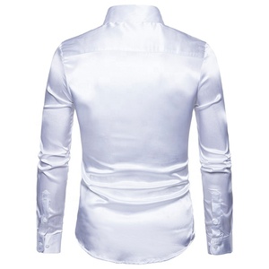 Camicie da <span class=keywords><strong>uomo</strong></span> in seta lucida color oro, blusa in raso slim fit, camicia africana, abbigliamento business, top formali, camicia da smoking per matrimonio - Product Image 6