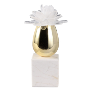Scultura floreale moderna con base in marmo, statua decorativa per casa, ufficio, bagno, mensola, decorazione per interni - Product Image 4