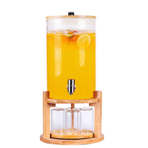 Bambu kapak ve taban musluk cam kahve ve şarap fıçısı için çay takımları soğuk içecek suyu kova - Product Image 2