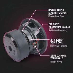 Subwoofer de compétition pour voiture 10 pouces 3000W, triple aimant, haut-parleur de basses profondes, double 2/4 Ohm, direct usine, OEM, SPL, vente en gros - Product Image 3