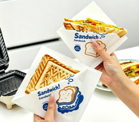 Sac en papier triangulaire personnalisé avec logo imprimé, enduit de PE, résistant à la graisse, pour pain, gaufres, hamburgers, sandwichs, beignets