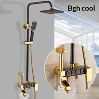 Ensemble de douche moderne et simple en aluminium noir pour la maison, avec jets de massage et de pluie, finition anodisée, robinet de douche pour salle de bain