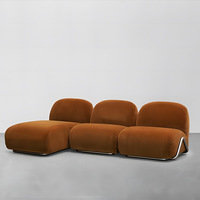 Canapé modulaire en velours de style nordique pour petit appartement, design minimaliste moderne, canapé simple en forme de L, garni d'éponge