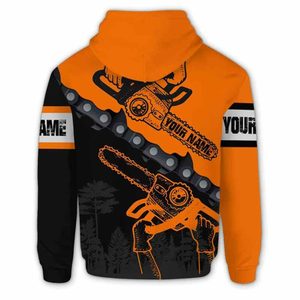High Quality Arborist Orange <strong>Chainsaw</strong> Custom Name 3D Print <strong>Hoodie</strong> for <strong>Men</strong> Outdoor Work Streetwear Hot Brand Hoodies for <strong>Men</strong> - Product Image 3