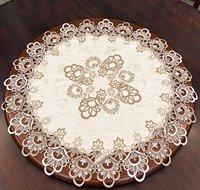 Nappe de table ronde de luxe en jacquard ajouré, double face, brodée, en dentelle, pour salle à manger, hôtel, banquet, fête, décoration de la maison