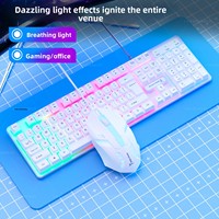 GW-Z1 Set Keyboard Mouse Berkabel RGB Backlit 1200 DPI Desain Ergonomis Antarmuka USB 26-Key Anti-Ghosting untuk Rumah dan Kantor