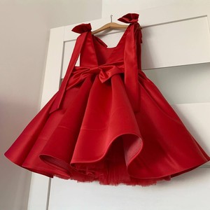 Robe de princesse sans manches pour filles, <span class=keywords><strong>avec</strong></span> <span class=keywords><strong>un</strong></span> grand nœud rouge, pour fête d'anniversaire, robe de soirée formelle - Product Image 1