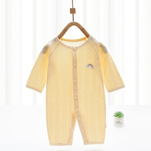 Combinaison Bébé Manches Longues Fine et Douce <span class=keywords><strong>pour</strong></span> l'Été, Sans Coutures, Vêtements Climatiseurs <span class=keywords><strong>pour</strong></span> Nouveau-né, Ensemble de Sous-vêtements Personnalisable avec Logo - Product Image 4