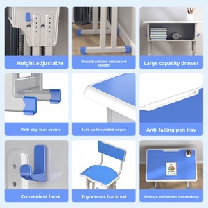 Bureaux et chaises métalliques en gros pour écoles primaires et secondaires ; Ensembles bureau-chaise individuels et doubles pour la formation, idéaux pour les écoles et les centres de tutorat - Product Image 3