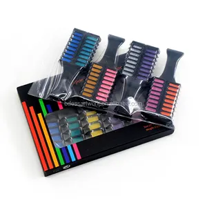 easy used magic 6 colors pack temporary hair comb chalk with brush