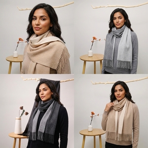 <span class=keywords><strong>Écharpe</strong></span> en <span class=keywords><strong>cachemire</strong></span> 100% réversible, couleurs unies, nouvelle collection, vente en gros d'usine, avec étiquette personnalisée, en laine mérinos à franges, 30*180cm - Product Image 3