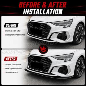 StarNav สำหรับ Audi A3 8Y S Line 2021-2024 อุปกรณ์ตกแต่งรถยนต์ สปลิตเตอร์กันชนหน้าแบบชิ้นเดียว สปอยเลอร์หน้า - Product Image 5