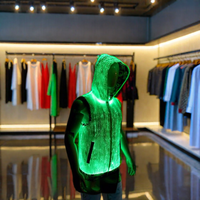 Sweat à capuche en tissu à fibres optiques pour mariage ou fête, éclairage LED DIY