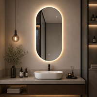 Nouveau Miroir de Salle de Bain Intelligent LED Ovale Moderne Personnalisé Sans Cadre, Commande Tactile, Anti-Buée, 3 Couleurs Dimmables, pour Mur, Salon, Salle de Sport, Appartement