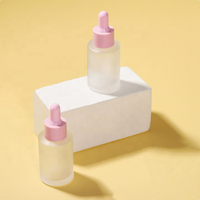 Flacon en verre pulvérisateur de 30 ml, vide, coloré, dépoli, cylindrique, à épaule plate, estampé à chaud, avec compte-gouttes à bulbe en caoutchouc, pour sérum et huile essentielle