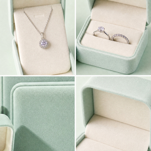 Zebopak Sage Green Velvet <b>Earring</b> <b>Box</b> Set with Ring Necklace Bracelet Storage Case Small Jewelry Boxes Bulk Manufacturer - Product Image 2