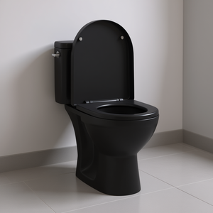 Siège de toilette noir à fermeture douce, rond, à fermeture frontale, design à dégagement rapide, minimaliste, en plastique - Product Image 2