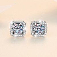 Ensemble de bijoux de mariée certifié GRA InLove en argent sterling 925 avec moissanite taille ronde couleur D VVS1, comprenant une bague halo, un collier et des boucles d'oreilles