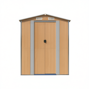 Caseta de jardín de acero galvanizado D0100H79VGT 75.6x336.6x87.8 pulgadas en color marrón claro para almacenamiento - Product Image 1