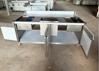 Table de bar à eau en acier inoxydable 201 de qualité professionnelle, capacité de charge de 500 kg/m, avec réservoirs d'eau doubles et bac à glace pour cuisine commerciale