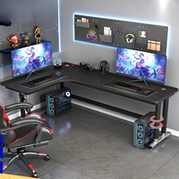 Escritorio para Juegos en Forma de L Negro con Soporte para CPU, Estación de Trabajo para Computadora en Esquina Grande para Dos Monitores