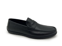 Mocassins Penny pour Homme en Cuir Noir Mat Intemporel, à Enfiler, avec Coutures Chevalières et Semelle Crantée