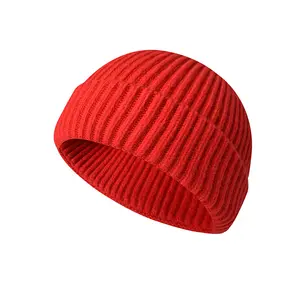 Berretto da sci in acrilico con risvolto personalizzato lavorato a maglia, berretto da pesca con Logo in tessuto privato, berretto invernale con teschio da pescatore
