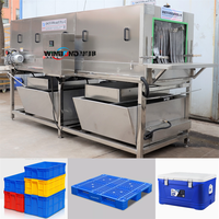 Laveur de caisses spécial pour atelier sans poussière, en acier inoxydable 304, équipement de nettoyage pour boîtes de manutention de matières premières cosmétiques