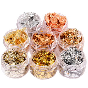 3D Glitter Golden Leaf Foil Flakes Shiny Finger Nail Art Stickers para decoración Plastic Paillette Irregular Flakes - Product Image 1