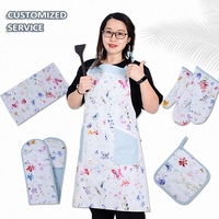 Ensemble de tabliers de cuisine KEFEI Home Textile, design personnalisé imprimé, ensemble de tabliers de cuisine 5 pièces avec manches