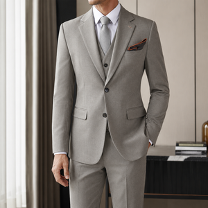 Completo da <span class=keywords><strong>Uomo</strong></span> <span class=keywords><strong>Grigio</strong></span> Nebbia a Righe Sottili Monopetto 2 Pezzi (Blazer e Pantaloni) per Business, Cerimonie, Matrimoni, Banchetti, Feste e Spettacoli - Product Image 4