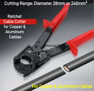 Coupe-câble à cliquet, coupe-fil manuel à mâchoires en acier allié pour câble d'alimentation en cuivre et aluminium de 240 mm - Product Image 1