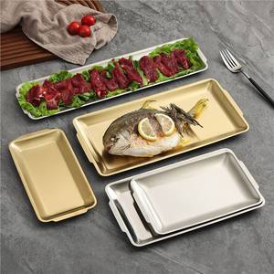 Rectangular Serving Tray For Beef Hot Pot Golden Color Food Presentation Dish - Product Image 2