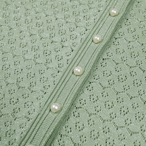 Ensemble élégant en tricot à manches longues pour femmes, comprenant un cardigan en tricot vert clair et une <span class=keywords><strong>robe</strong></span> <span class=keywords><strong>longue</strong></span> à bretelles spaghetti, pour un look décontracté - Product Image 3