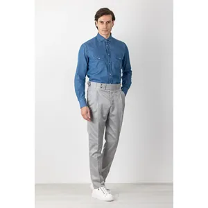 Chemise en denim bleu 100% coton pour toutes les saisons - Product Image 1