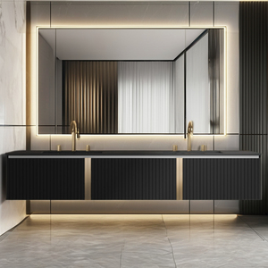 Espejo montado en la pared impermeable con efecto de ondulación de tocador de baño colgado en la pared de diseño moderno personalizado VAMA para hotel de apartamento - Product Image 1