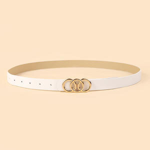 Damenmode Kuh druck Kunstleder gürtel Brauner Druck Dünner Gürtel Gold Metalls chnalle Weiß Braun Kuh druck Gürtel Breite 2,3 cm - Product Image 5