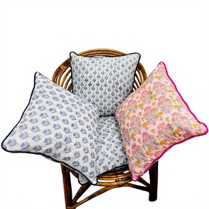Hand Block Print Pillow Cover Floral Cotton Boho <b>Cushion</b> Design Cotton Fabric Throw Pillow Covers for Wholesale Price - Product Image 1