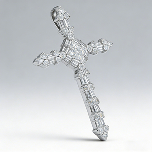 Collier chaîne de pull classique en or plaqué or 10K/14K/18K avec diamant CVD de laboratoire, pendentif croix, cadeau de fiançailles personnalisé en argent - Product Image 2