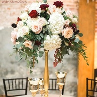 50 cm Champagner/Weiß-Rosa Künstliche Rosenkranz-Tischdekoration, Kerzen-Mittelstücke, Blumenkugeln für Hochzeitstische