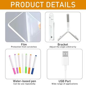 Pizarra de Escritorio LED con Soporte, Blanca, Transparente, para Escribir, con Lámpara, Borrable, Acrílica, de Borrado en Seco, CRI 90, de Fábrica, OEM - Product Image 3